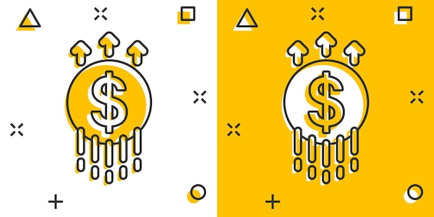 Ícone de seta de crescimento em estilo cômico