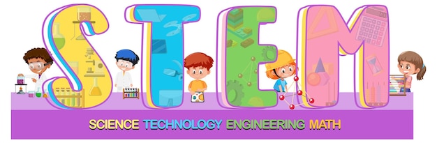 Ícone de texto educacional STEM colorido