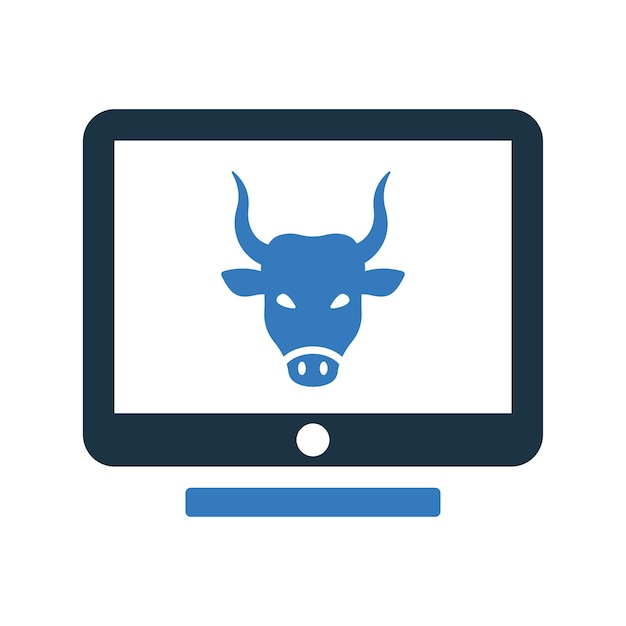Ícone de vaca touro da tela do monitor de televisão Gráficos vetoriais editáveis simples