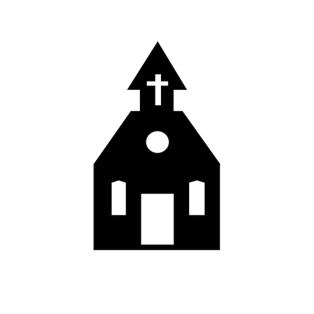 Ícone de vetor de silhueta preta da igreja no fundo branco Ilustração de sinal de construção Isolado na moda estilo plano para logotipo de design gráfico Web site mídia social UI móvel upp