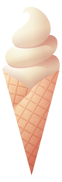 Cone de waffle com sorvete macio doce tradicional de verão
