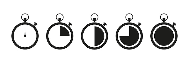Ícone do temporizador Conjunto de temporizadores em fundo branco Conjunto de ícones de cronômetro Ilustração vetorial 10 eps