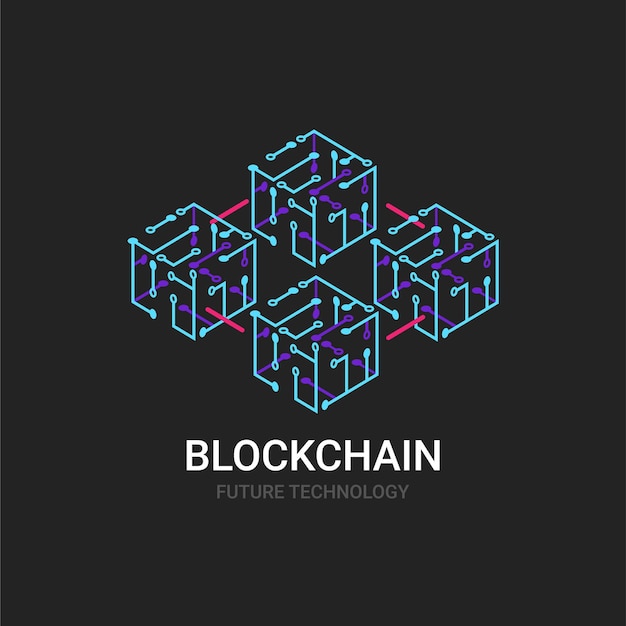 Ícone moderno do conceito de tecnologia Blockchain. Símbolo ou design de elemento de logotipo com isométrico. Ilustração vetorial