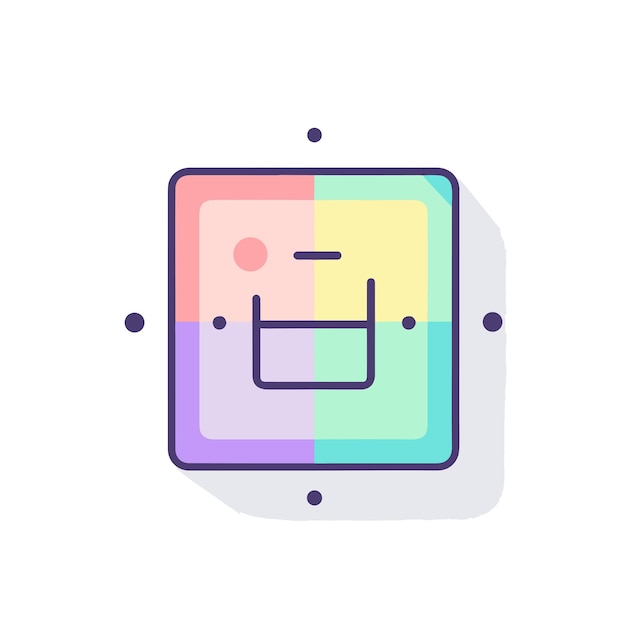 Ícone plano vetorial de um ícone quadrado minimalista simples com um rosto no centro