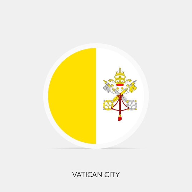 Ícone redondo da bandeira da Cidade do Vaticano com sombra