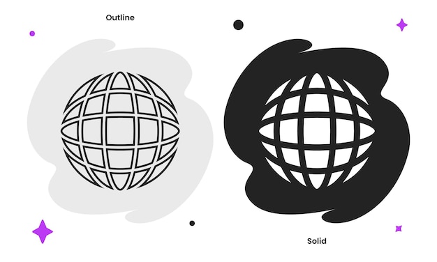 Ícone vetorial moderno de alta qualidade de Global em um fundo estrelado