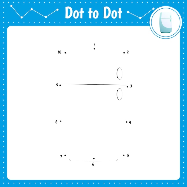 Conecte os pontos frigorífico cozinha ponto a ponto jogo educativo livro de colorir para crianças pré-escolares planilha de atividades