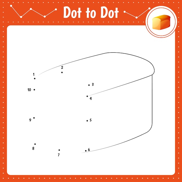 Conecte os pontos pão ponto a ponto jogo educacional livro de colorir para planilha de atividades de crianças pré-escolares ilustração vetorial