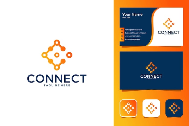 Conecte-se com o design de logotipo moderno da letra C e cartão de visita