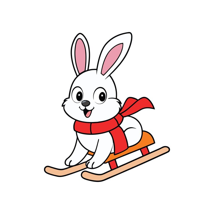 Vetor conejo de natal clipart isolado ilustração vetorial do coelho de natal cute