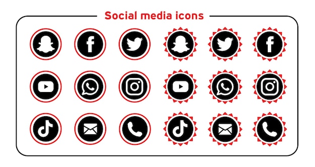 Ícones e símbolos de mídias sociais Threads Facebook YouTube WhatsApp e Twitter