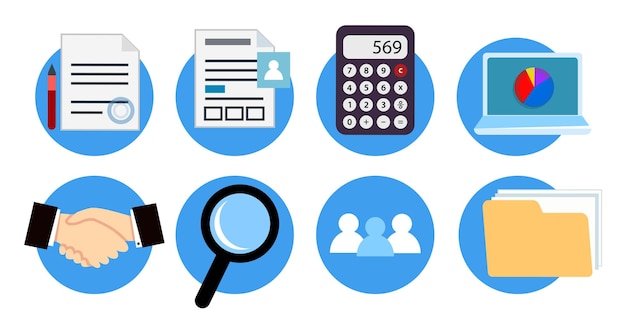 Ícones vetoriais para serviços de contabilidade de design de sites