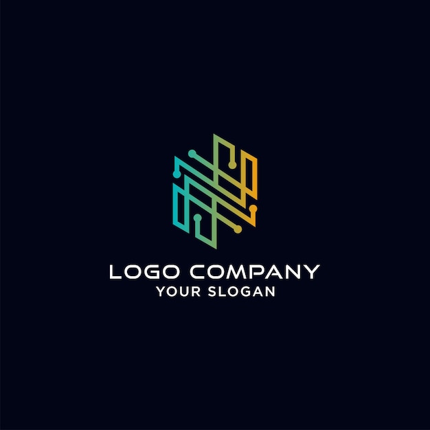 Conexão de ponto de tecnologia abstrata de modelo de design de logotipo letra n