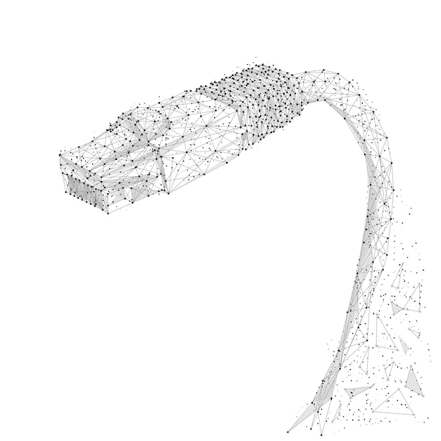 Conexão de rede com linha poligonal em fundo abstrato. Polygonal space low poly art