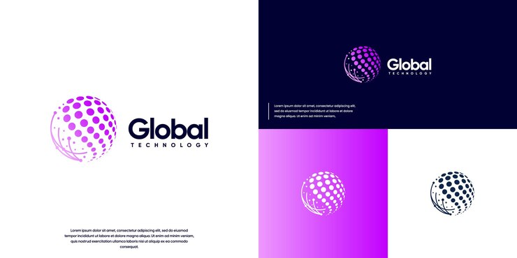 conexão de rede digital com um globo conceito logotipo design gráfico
