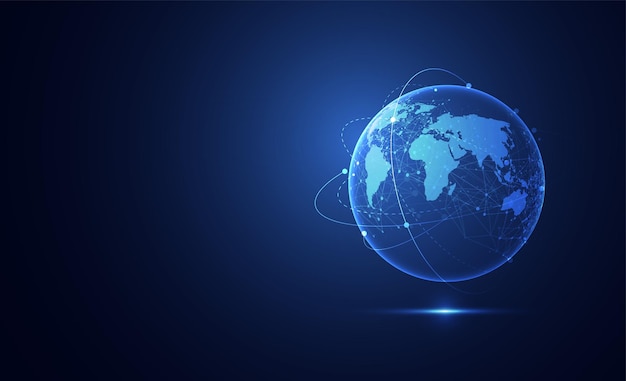 Conexão de rede global Conceito de composição de pontos e linhas do mapa mundial de negócios globais Ilustração vetorial