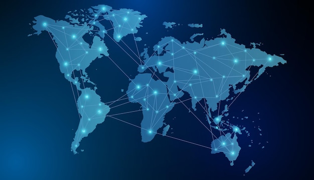 Conexão de rede global fundo de tecnologia abstrato de mapa mundial