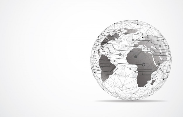Conexão de rede global. ponto do mapa do mundo
