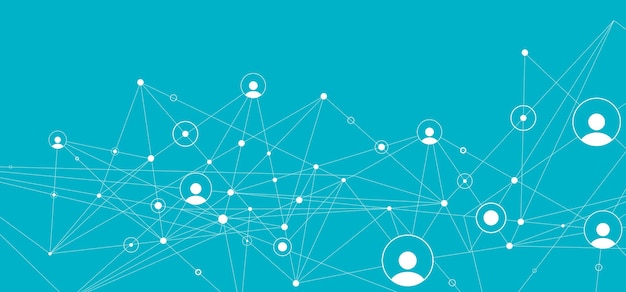 Vetor conexões de fundo de rede com linhas de pontos e ícones de pessoas fundo de tecnologia vetorial