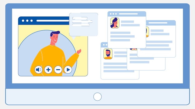 Conferência ao vivo, chat ilustração vetorial plana
