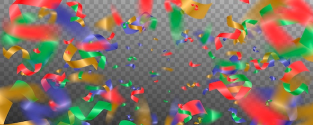 Vetor confete brilhante colorido isolado em fundo transparente. abstrato com muitos pedaços pequenos confetes caindo.