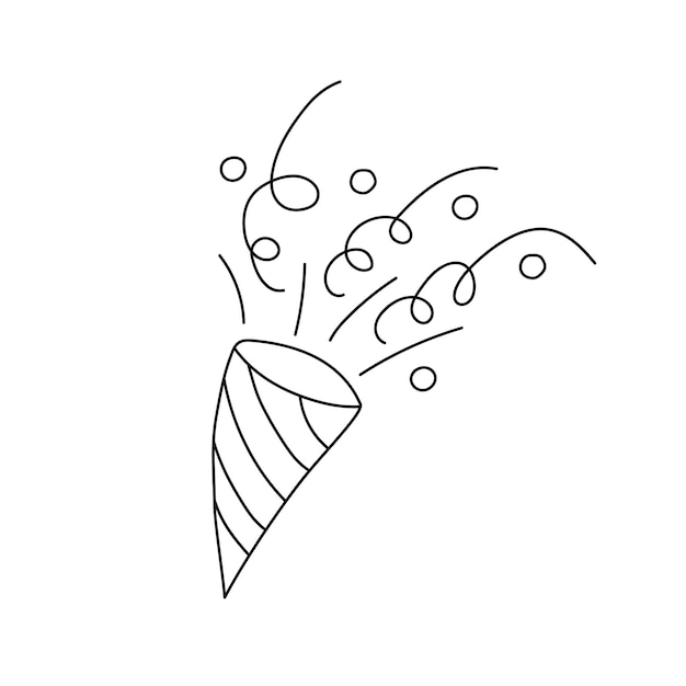 Confete de claquete em estilo doodle ilustração vetorial preto e branco para livro de colorir