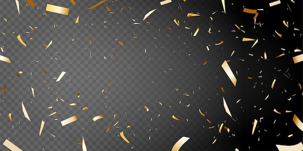 confete dourado isolado em fundo preto confete doirado brilhante em fundo transparente melhor para festas de aniversário de férias etc.