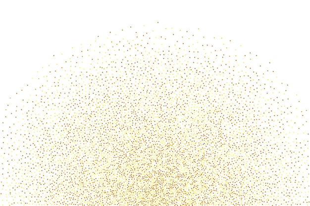 Vetor confete dourado. partículas de poeira dourada isoladas. bokeh redondo vetorial. fundo iridescente abstrato. cenário nupcial caótico. ilustração geométrica do aniversário. cartão de aniversário com textura metálica.