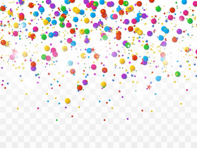 Confetes coloridos e bolas isoladas vetor de fundo festivo feliz aniversário, feriado