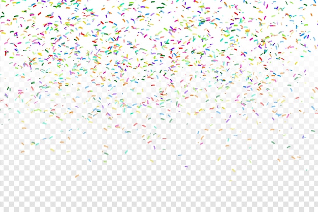 confetes coloridos realistas no fundo transparente. Conceito de feliz aniversário, festa e feriados.