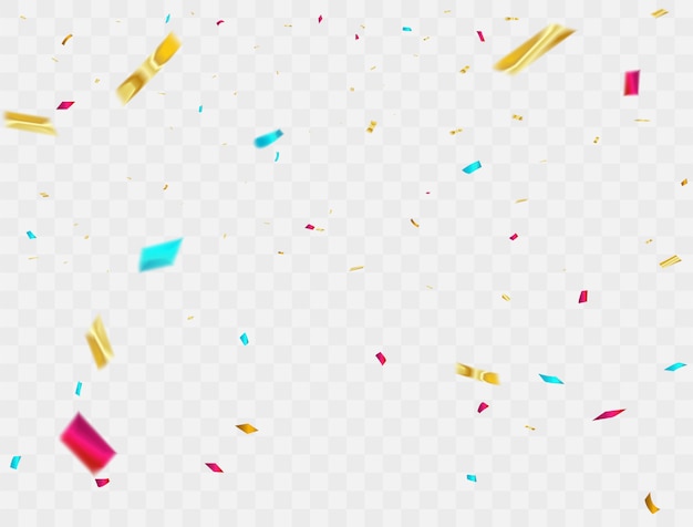 Confetes de fundo de celebração Fitas coloridas. luxo rico cartão de saudação.