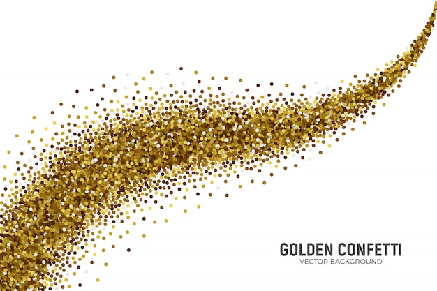 Confetes dispersos de ouro sobre fundo branco