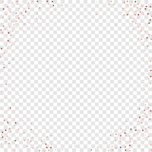 Confetti de lantejoulas estrela em fundo transparente. Quadro de festa de Natal. Modelo de vale-presente de voucher. Cartão de aniversário plano isolado. Bandeira de estrelas douradas. Glitter Dourado Do Vetor. Partículas caindo no chão.