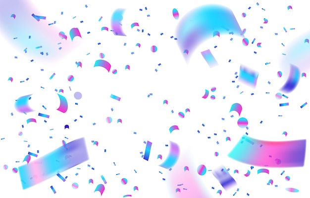 Vetor confetti holográfico fundo branco