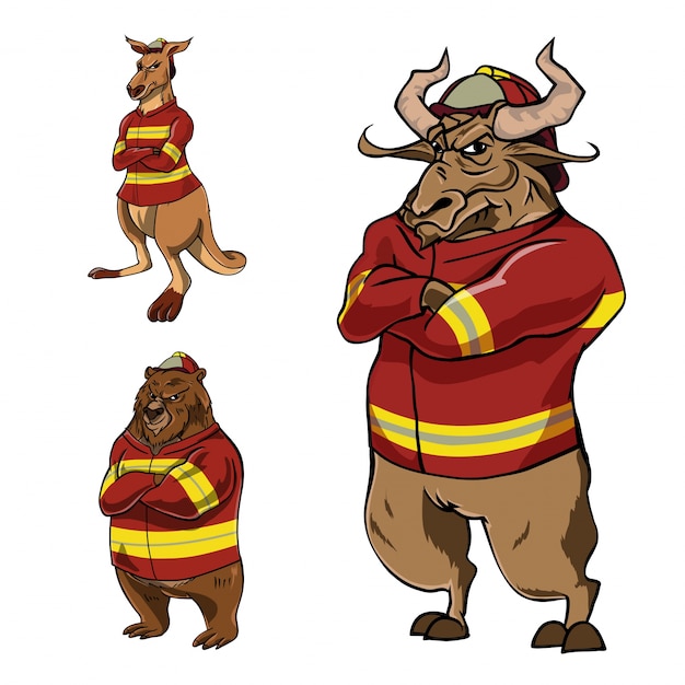 Vetor confiança animal firefighter character illustration