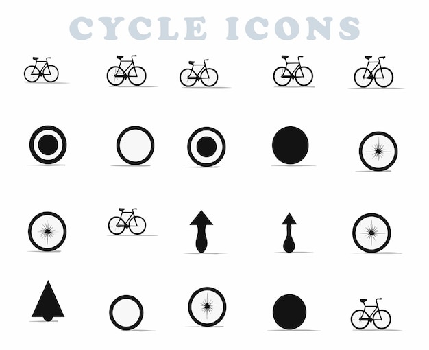 Configuração de ícones de ciclistas de bicicletas Pacote de símbolos de contorno com traço editável Colecção de ícone de passeio de bicicleta