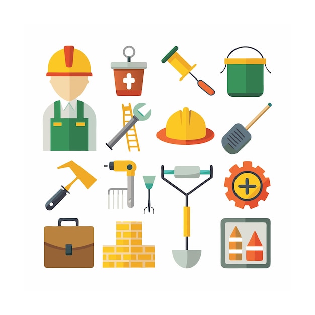 Configuração de ícones de construção e ferramentas