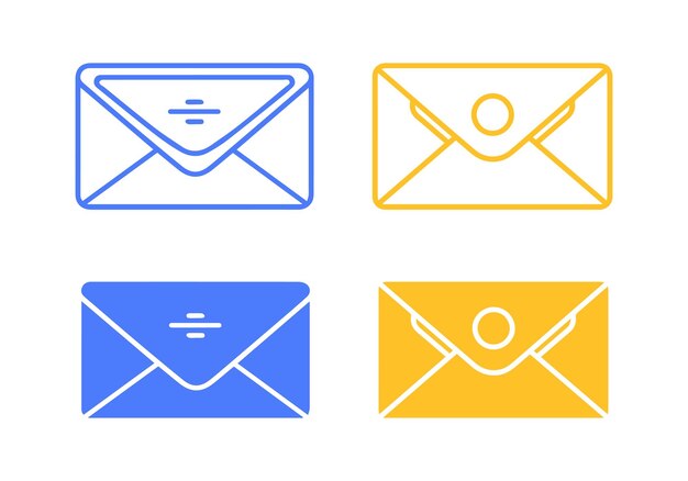 Configuração de ícones de e-mail Ícones de E-mail em fundo branco Ilustração vetorial