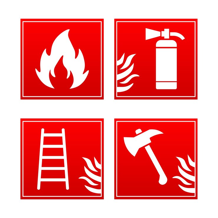 Vetor configuração de ícones de emergência de incêndio ilustração vetorial