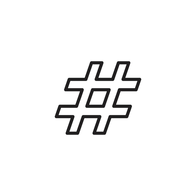 Configuração de ícones de hashtag Hash tag vector de negócio símbolo de logotipo em preto preenchido e delineado estilo Tweet Tag sinal de tendência