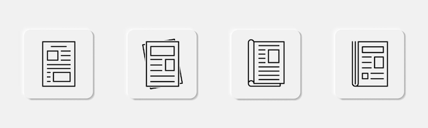 Vetor configuração de ícones de jornais inscreva-se na linha ícones de jornal icones de revista em esboço