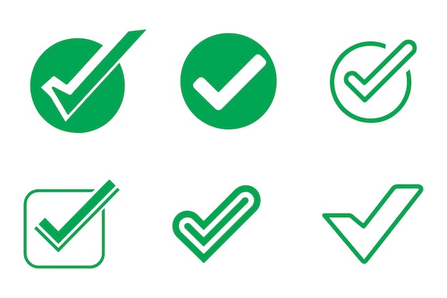 Configuração de ícones de marca de verificação Ilustração de vetor plano