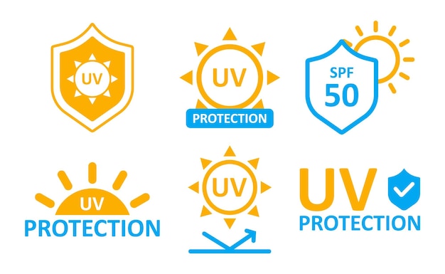 Vetor configuração de ícones de proteção uv