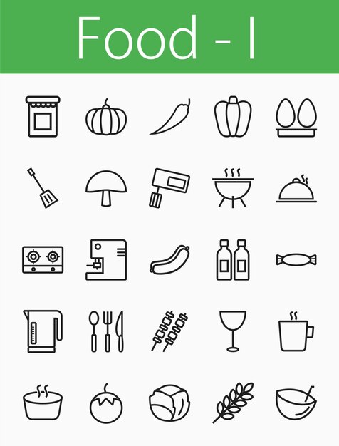 Vetor configure ícones da linha de alimentos