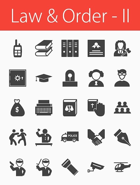 Vetor configure ícones de lei e ordem