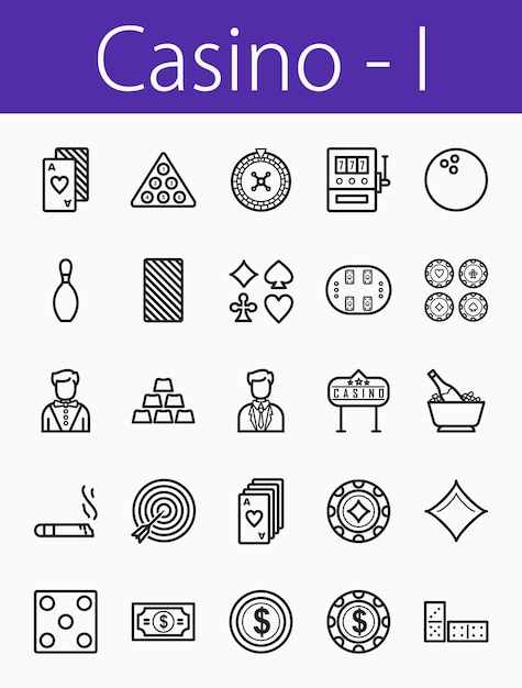 Vetor configure ícones de linha de cassino