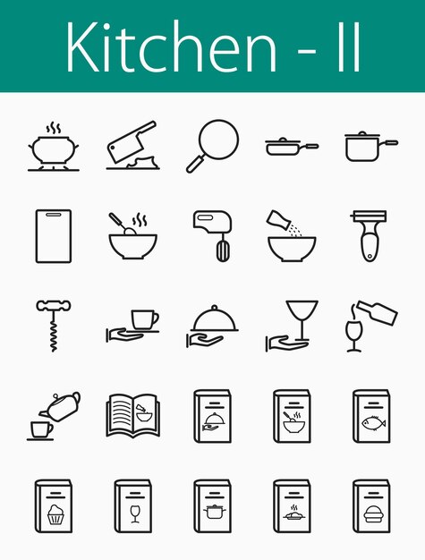 Vetor configure ícones de linha de cozinha