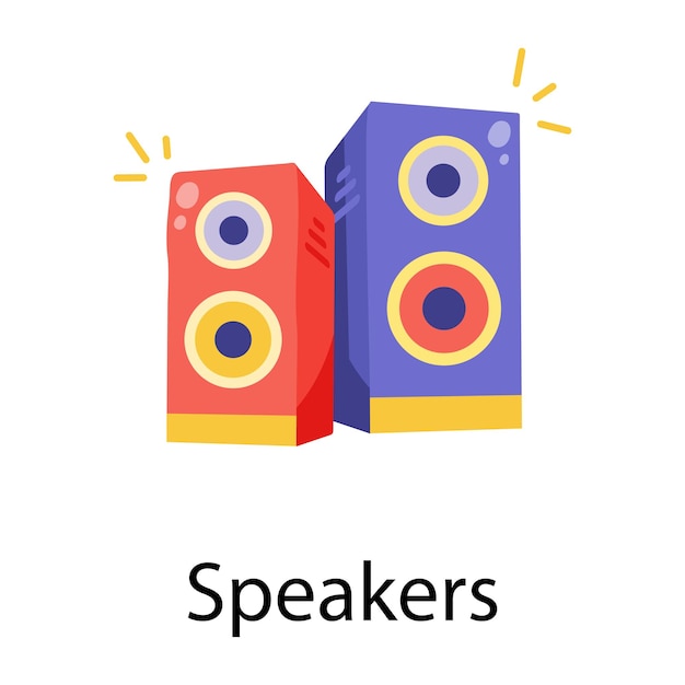 Confira o ícone plano de alto-falantes
