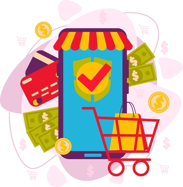 Confirmação do pagamento online do telefone. Métodos de pagamento online. Pagamentos online, meios eletrônicos. Notificação de uma transação financeira.