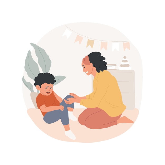 Conforte uma ilustração vetorial de desenho isolado de criança chorando